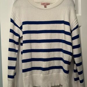 Philosophy Women's Crew Neck Sweater - Navy and White Stripes